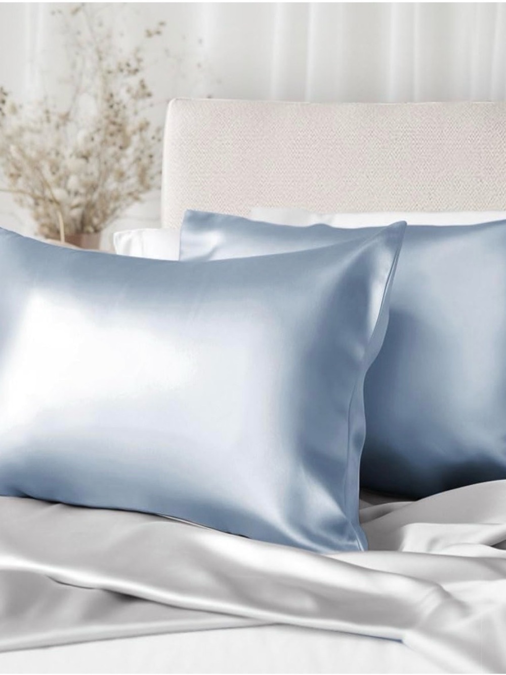 Silver gray colour. Silk Pillowcase Set